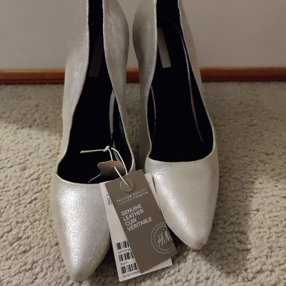 H&M Silver Metallic Leather Heels - Picture 2 of 8